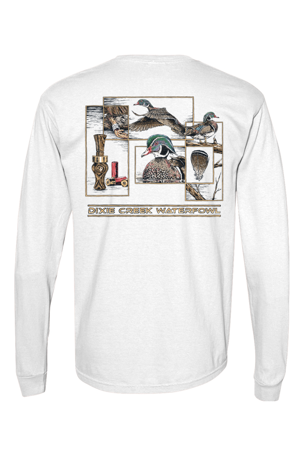 Adult Wood Duck Collage - Comfort Colors Long Sleeve Pocket T-Shirt