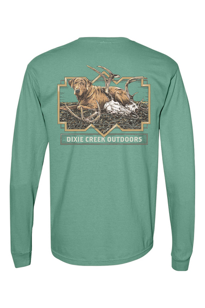 Adult Shed Dog - Comfort Colors Long Sleeve Pocket T-Shirt