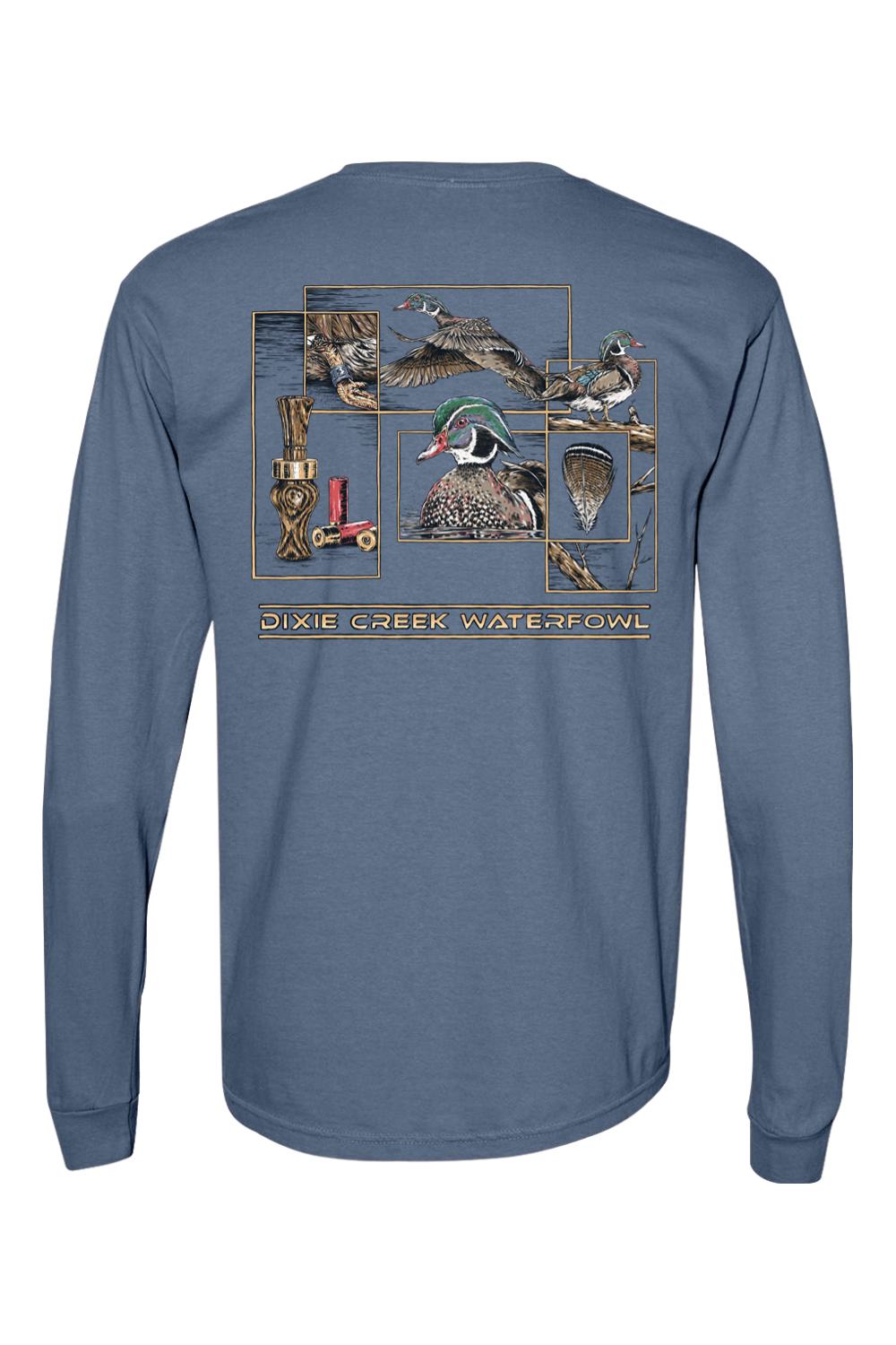 Adult Wood Duck Collage - Comfort Colors Long Sleeve Pocket T-Shirt