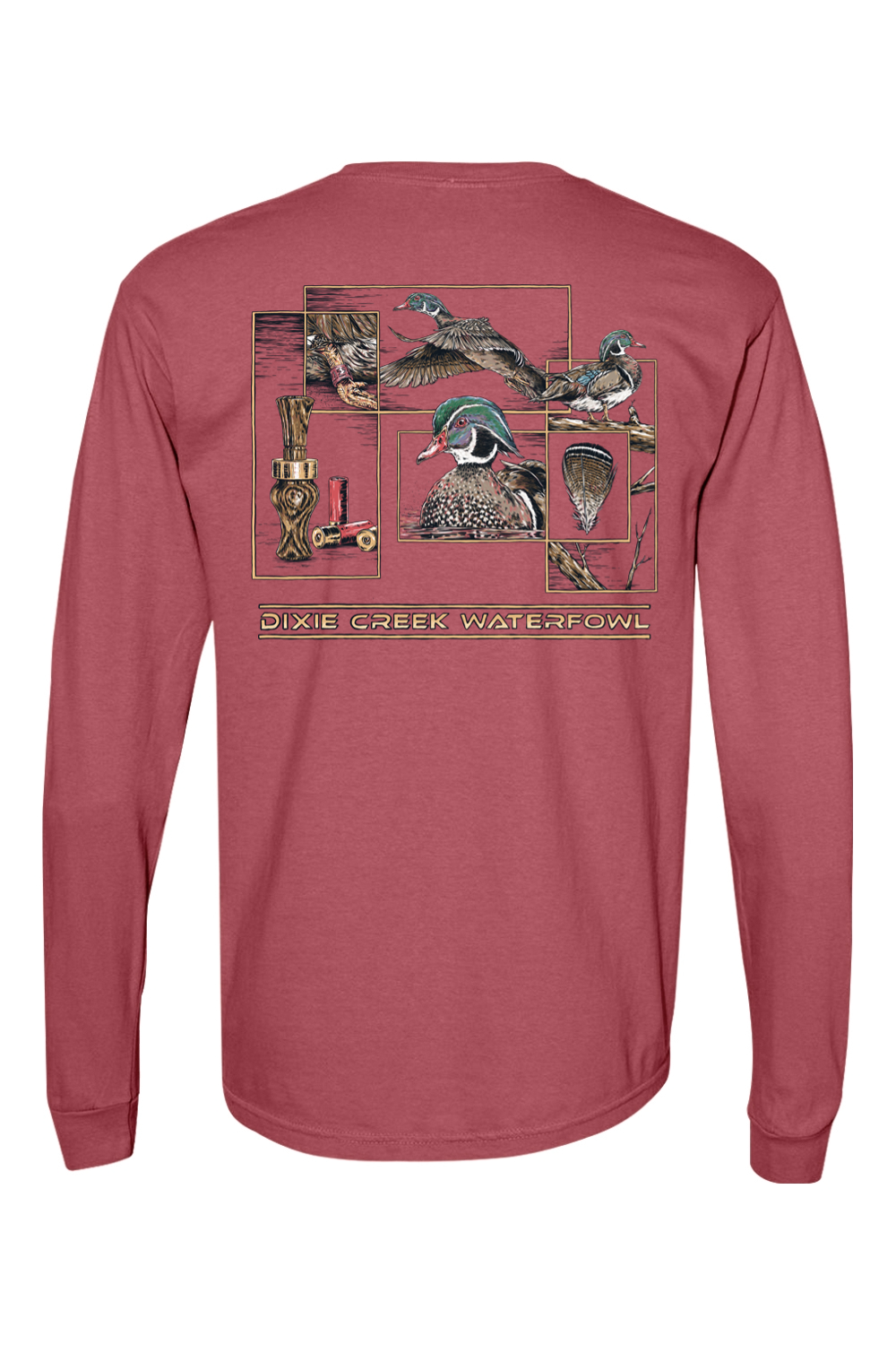 Adult Wood Duck Collage - Comfort Colors Long Sleeve Pocket T-Shirt