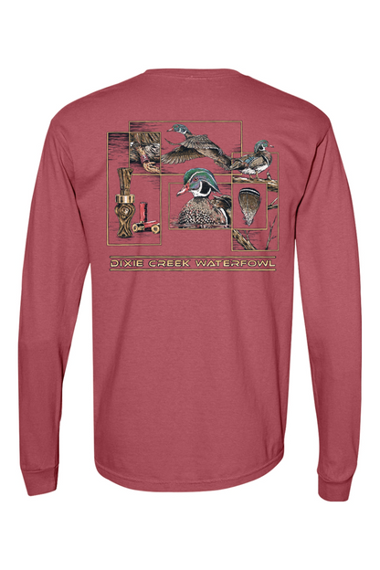 Adult Wood Duck Collage - Comfort Colors Long Sleeve Pocket T-Shirt