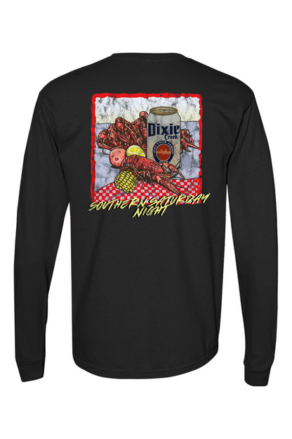 Adult Southern Saturday Nights - Comfort Colors Long Sleeve Pocket T-Shirt