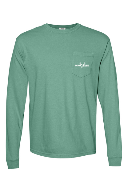 Adult Shed Dog - Comfort Colors Long Sleeve Pocket T-Shirt