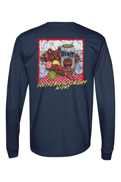 Adult Southern Saturday Nights - Comfort Colors Long Sleeve Pocket T-Shirt