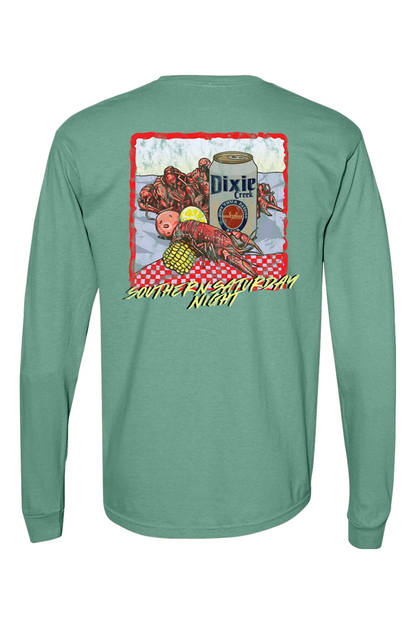 Adult Southern Saturday Nights - Comfort Colors Long Sleeve Pocket T-Shirt