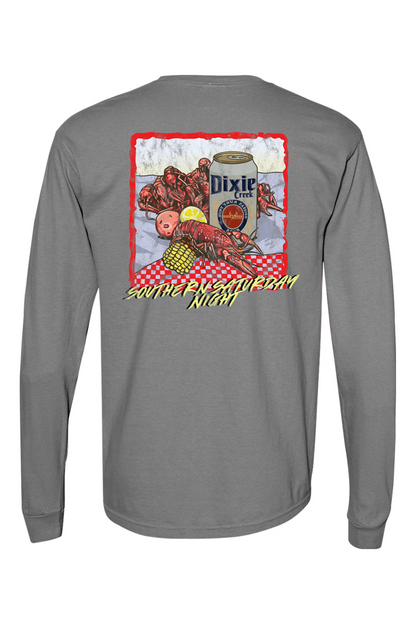 Adult Southern Saturday Nights - Comfort Colors Long Sleeve Pocket T-Shirt