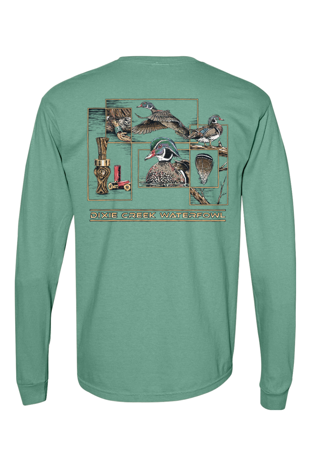 Adult Wood Duck Collage - Comfort Colors Long Sleeve Pocket T-Shirt
