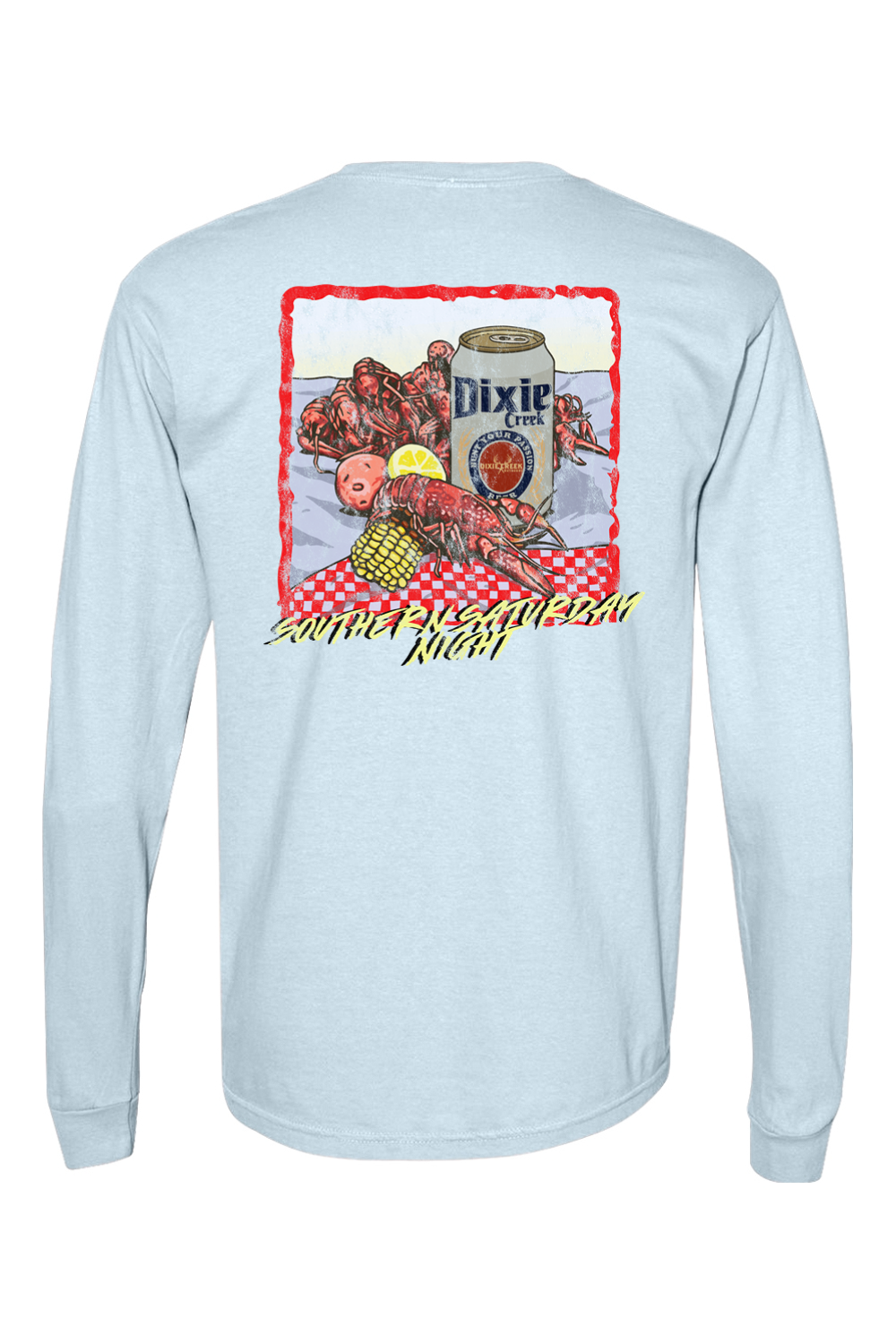 Adult Southern Saturday Nights - Comfort Colors Long Sleeve Pocket T-Shirt