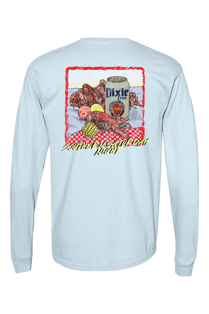 Adult Southern Saturday Nights - Comfort Colors Long Sleeve Pocket T-Shirt